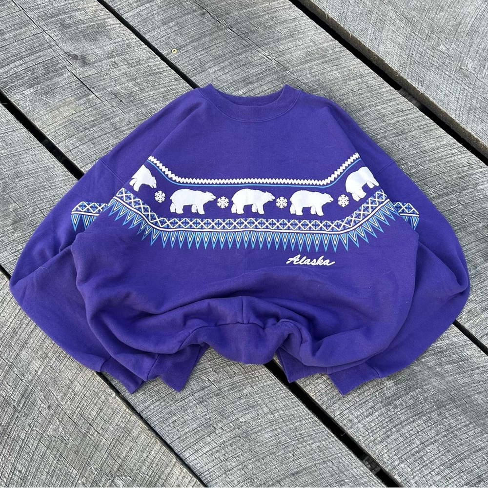 Y2K Alaska Puff Print Crewneck Sweatshirt - Picture 1 of 5